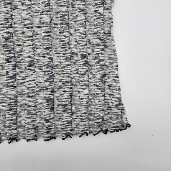 Anthropologie Top Womens XS Gray Navy Tank Crop Sweater Lettuce Hem Ribbed Kaden - Picture 5 of 11